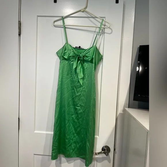 green emerald velvet dress Lina, lime green silk and beaded dress main image 0